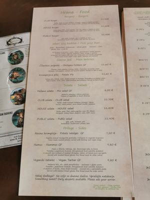 Menu at Public Bar & Vegan Kitchen in Bled