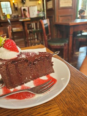 Chocolate cake at Public Bar & Vegan Kitchen in Bled