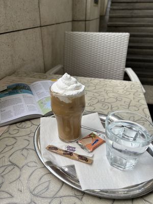 Iced coffee with vegan whipped cream  at Public Bar & Vegan Kitchen in Bled