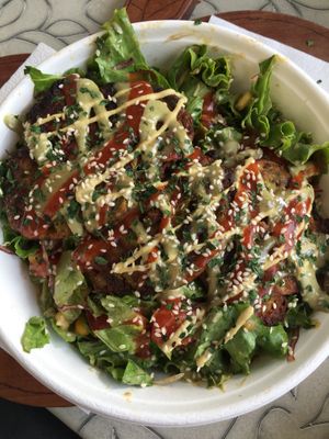 chickpea fritters   at Public Bar & Vegan Kitchen in Bled