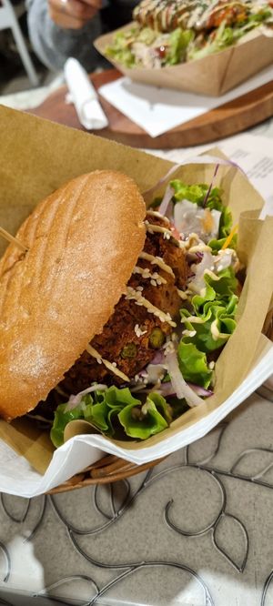 House burger with whole grain bun (6/10) at Public Bar & Vegan Kitchen in Bled