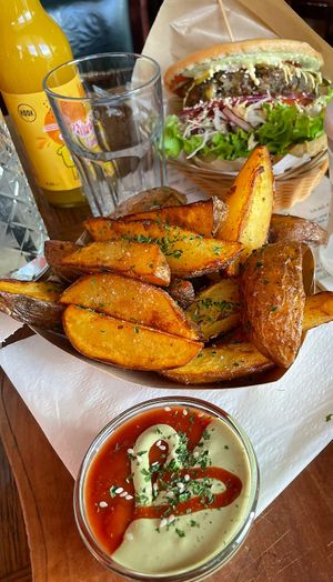 Vegan Burger glutenfree with Potatoewedges  at Public Bar & Vegan Kitchen in Bled