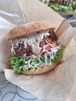 Home Burger at Public Bar & Vegan Kitchen in Bled