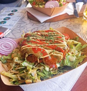 Chickpea fritter at Public Bar & Vegan Kitchen in Bled