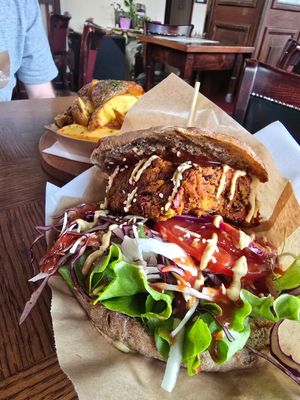 MASSIVE burger at Public Bar & Vegan Kitchen in Bled