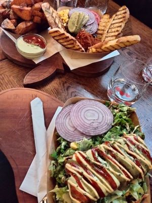 Potato pie and hummus  at Public Bar & Vegan Kitchen in Bled