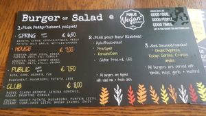menu at Public Bar & Vegan Kitchen in Bled