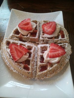 delicious vegan waffles at Public Bar & Vegan Kitchen in Bled