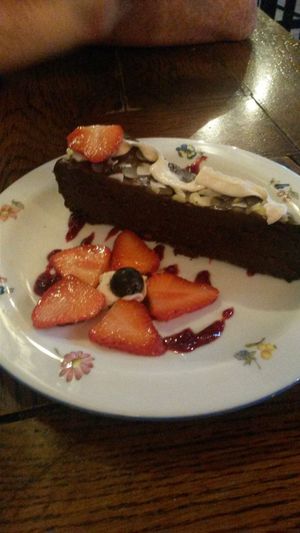 Vegan chocolate dessert at Public Bar & Vegan Kitchen in Bled