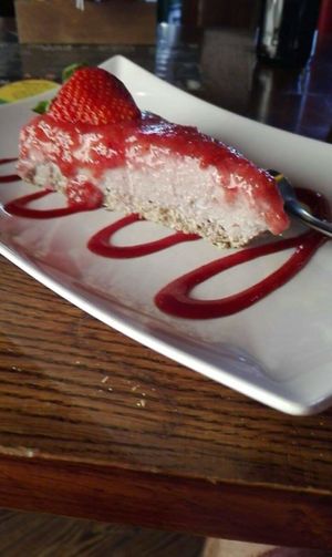 Fresh strawberry cake mmm at Public Bar & Vegan Kitchen in Bled