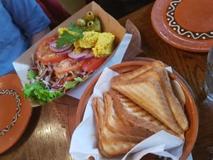 Hummus starter. Bread not great at Public Bar & Vegan Kitchen in Bled