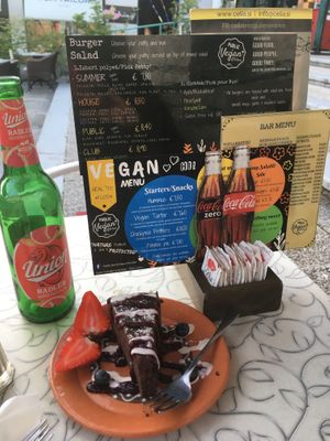 Vegan chocolate cake at Public Bar & Vegan Kitchen in Bled