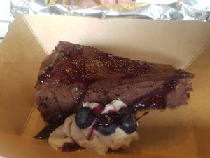 Chocolate cake at Public Bar & Vegan Kitchen in Bled