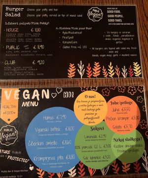 Menu at Public Bar & Vegan Kitchen in Bled