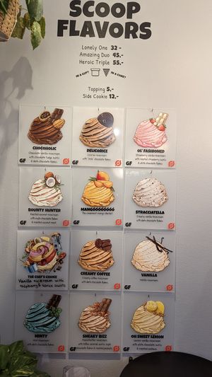 Flavors at Nicecream - Elmegade in Copenhagen