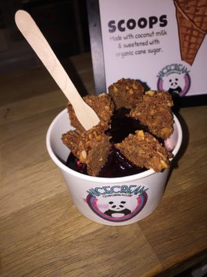 Icecream w/ coockie crumble and blueberry sauce at Nicecream - Elmegade in Copenhagen