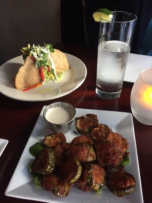 Special empanadas and fried pickles at Blossom Restaurant Chelsea in New York City