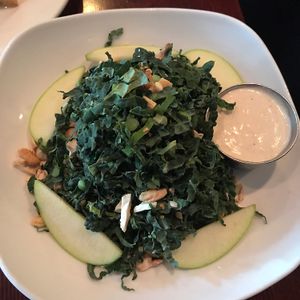 Tuscany kale salad dressing on the side at Blossom Restaurant Chelsea in New York City