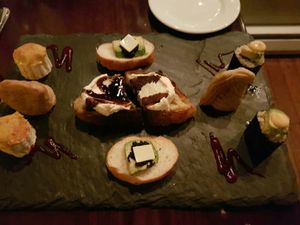 Chef s selection of dry, bland starters, not consistant with other pictures of same plate and 28$ at Blossom Restaurant Chelsea in New York City