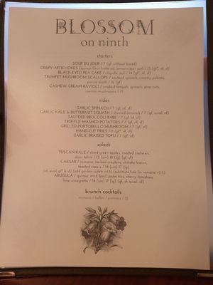 Menu at Blossom Restaurant Chelsea in New York City