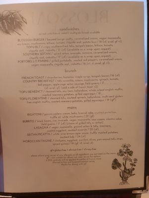 Menu at Blossom Restaurant Chelsea in New York City