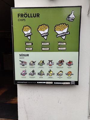 Menu. at Reykjavik Chips in Reykjavik
