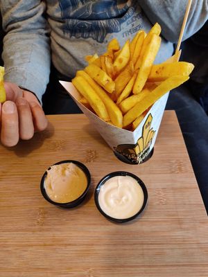 Chips with vegan mayo and Satay Sauce. at Reykjavik Chips in Reykjavik