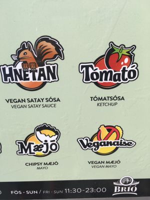 Sauces including two vegan options at Reykjavik Chips in Reykjavik