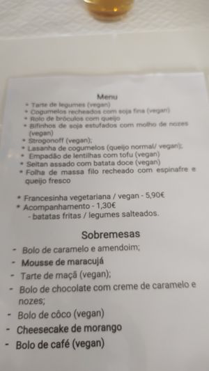 Weekend menu at Pausa Util in Braga