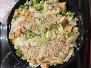 Veggie fried rice (no egg, added tofu)  at Ginger and Spice in Dayton