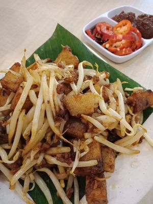 Fried radish cake with bean sprouts. at Nature's Recipe Cafe in Petaling Jaya