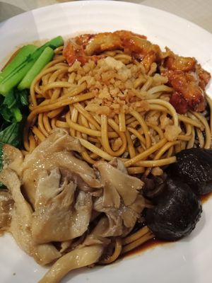 Noodles with mushrooms. at Nature's Recipe Cafe in Petaling Jaya