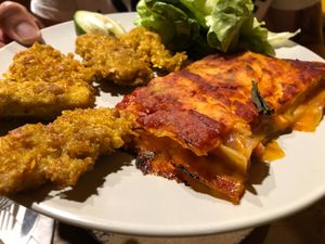 Lasagna and deliciousness! at Torre Morgana in Umbertide