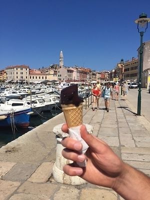 vegan dark chocolate ice cream at Gelateria Italia in Rovinj