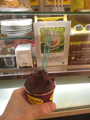 Chocolate ice cream, delicious! at Gelateria Italia in Rovinj