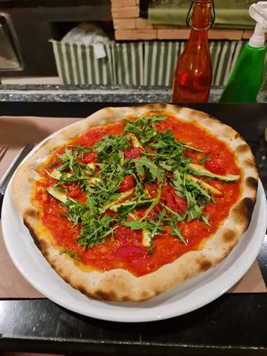 'Lots of' vegetables on a pizza at Taverna dello Spagna  in Spoleto