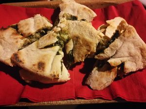 Focaccia with cicory at Taverna dello Spagna  in Spoleto