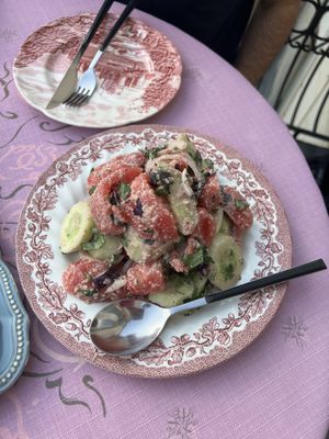 Cucumber tomato salad with walnut  at Palaty in Kutaisi