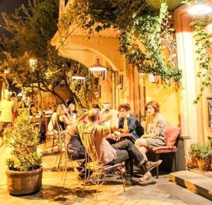 cafe leila terrace at Kafe Leila in Tbilisi