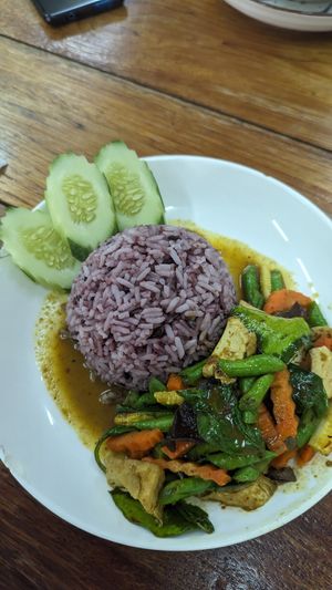 Stir fried curry paste with rice at Luk To in Phuket