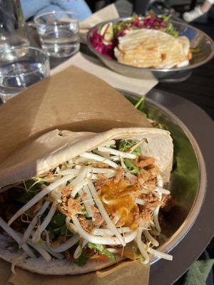 Gado gado with quesadilla in the background   at The Green Queen in Stockholm