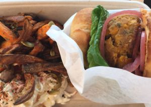 the best vegan burger plate ever! at The Green Queen in Stockholm