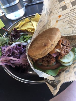 Marinated BBQ vegan burger  at The Green Queen in Stockholm