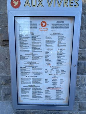 Menu at Aux Vivres - Comptoir Pret a Manger in Montreal