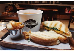 soup and sandwich at The Cold Pressery in Mississauga