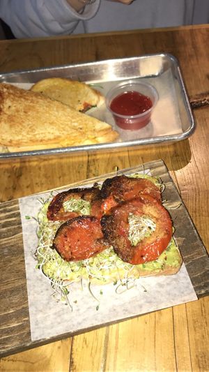 Grilled cheese & avo smash toast at The Cold Pressery in Mississauga