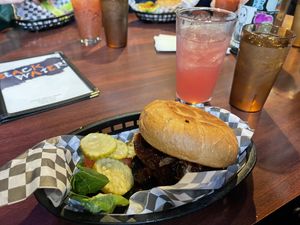 Grave 45 and Western burger   at Black Water Bar in Portland