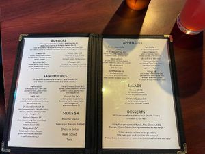 Menu  at Black Water Bar in Portland