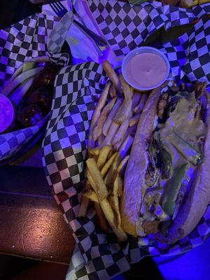 Philly cheese steak  at Black Water Bar in Portland