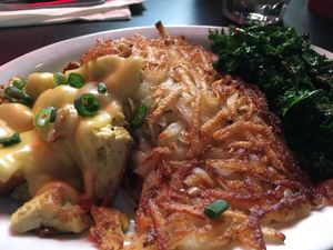 Brunch: Hashbrowns, Kale, Scram. Eggz/Cheese at Black Water Bar in Portland